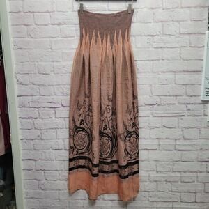Lapis Floral Butterfly Smocked Strapless Maxi Dress Sz‎ OS Whimsical Fairy Boho